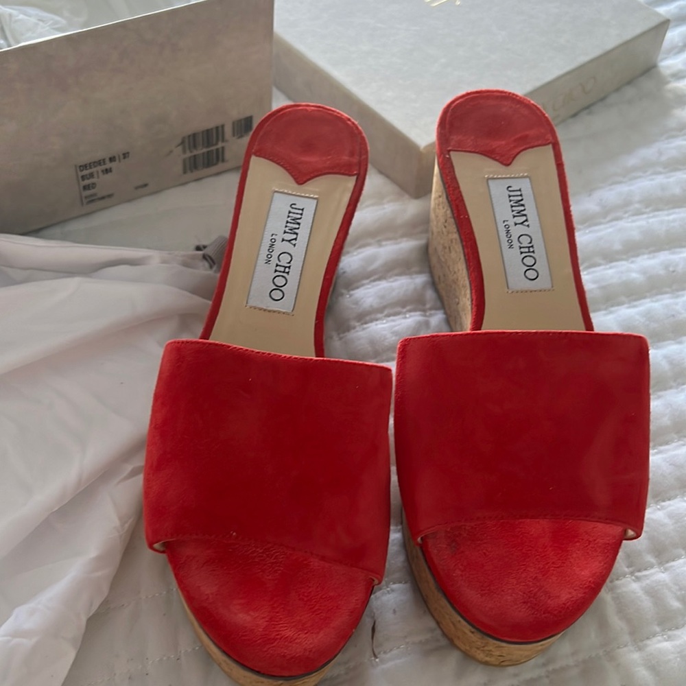 Jimmy chop suede Red platforms… with dust bag